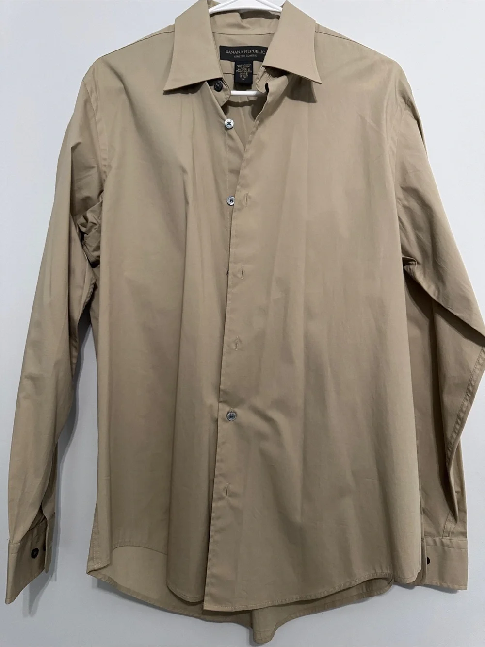 Banana Republic Men's Button-Front Tan Dress Shirt